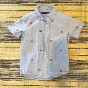 Janie and Jack Chambray American Flag Short Sleeve Button Down